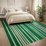 Bold Green and Ivory Vertical Stripe Area Rug