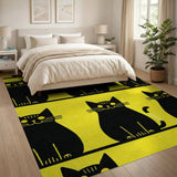Cheeky Black Cats Sunny Yellow Area Rug