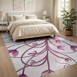 Swirling Pink Vine Floral Area Rug