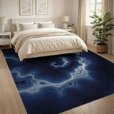 Navy Blue Spiral Contour Abstract Area Rug