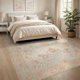 Vintage Pink Floral Medallion Rug