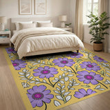 Purple Daisy Floral Vintage Area Rug