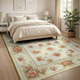 Vintage Cream Peony Floral Area Rug