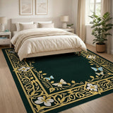 Ornate Gold Filigree Butterfly Area Rug