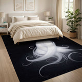 Ethereal White Curl Abstract Area Rug