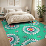 Turquoise Starburst Geometric Area Rug