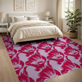 Bold Magenta Tulip Floral Area Rug