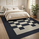 Black and White Geometric Modern Bold Black White Geometric Grid Area Rug