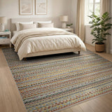 Vibrant Multi-Color Striped Woven Rug