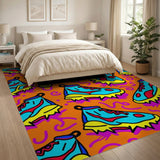 Playful Cartoon Sneakers Area Rug