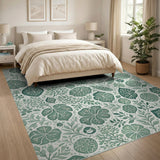 Lush Green Botanical Leaf Area Rug