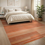 Orange Geometric Striped Area Rug