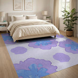 Whimsical Purple Blue Floral Area Rug