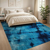 Blue Tie-Dye Shag Area Rug