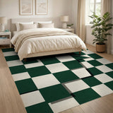 Rustic Green Barn Checkerboard Farmhouse Rug