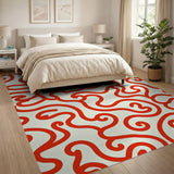 Bold Red Bold Red Swirl Abstract Area Rug