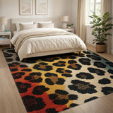 Vibrant Multi-Color Leopard Print Area Rug