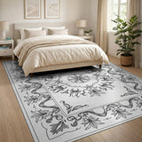 Ornate Black White Persian Medallion No. 2 Rug