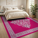 Vibrant Pink Traditional Persian Rug with White Intricate Motifs