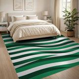 Sweeping Green Waves Modern Area Rug