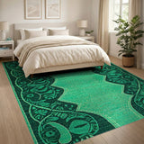 Emerald Green Heritage Tribal Border Rug