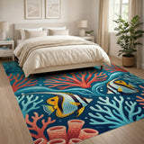 Vibrant Angelfish Coral Reef Area Rug
