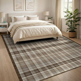 Brown Tan Plaid Rustic Farmhouse Area Rug