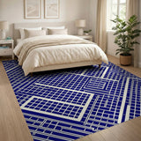 Geometric Modern Navy Blue Geometric Maze Area Rug