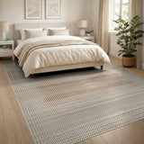 Beige Grid Fade Abstract Area Rug