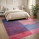 Vibrant Pink and Indigo Geometric Modern Rug
