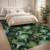 Teal Morning Glory Floral Vine Area Rug