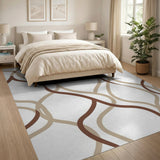 Brown Tan Wavy Lattice Area Rug