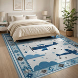 Blue Biplane Sky Southwestern Area Rug
