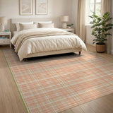 Geometric Modern Orange Grid Geometric Area Rug