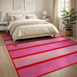 Pink Striped Heart Area Rug