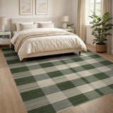 Green Plaid Checkered Rustic Area Rug