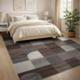 Modern Geometric Arch Area Rug in Neutral Greys