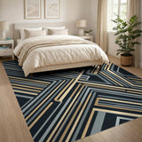 Gold Grey Geometric Modern Area Rug