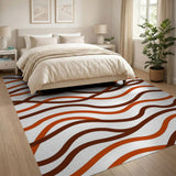 Wavy Lines Abstract Area Rug in Orange Tones