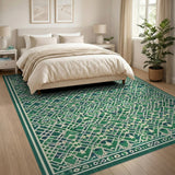 Geometric Modern Emerald Green Geometric Lattice Area Rug