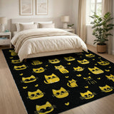 Adorable Yellow Cartoon Cats Area Rug