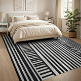 Bold Black White Vertical Stripe No. 11 Area Rug
