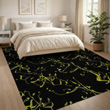 Bold Yellow Lightning Abstract Black Area Rug