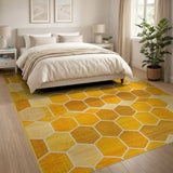Yellow Geometric Hexagon Area Rug