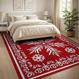 Ornate Snowflake Red Persian Area Rug