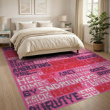 Pink Beach Party Distorted Text Area Rug