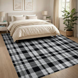 Bold Black White Buffalo Check Rustic Farmhouse Area Rug
