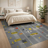 Yellow Vibrant Yellow Geometric Grid Area Rug