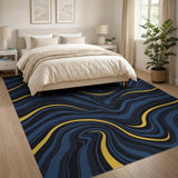 Abstract Area Navy Blue Abstract Wave Area Rug