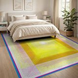 Multi-color and Patterns Radiant Yellow Sunburst Geometric Area Rug